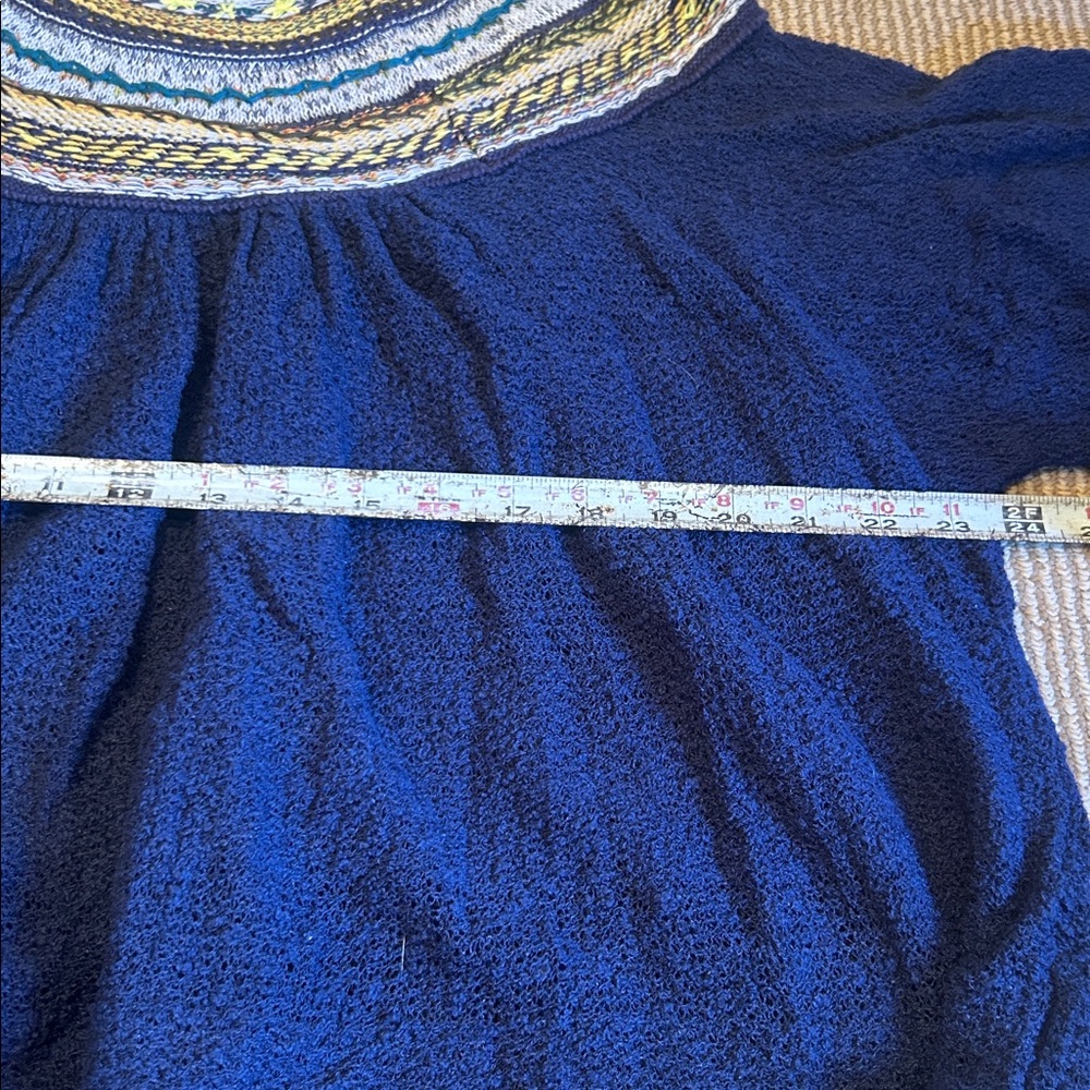 NWT FREE PEOPLE Navy Blue Women's Top with Multicolor Accents size M/L - Picture 7 of 12
